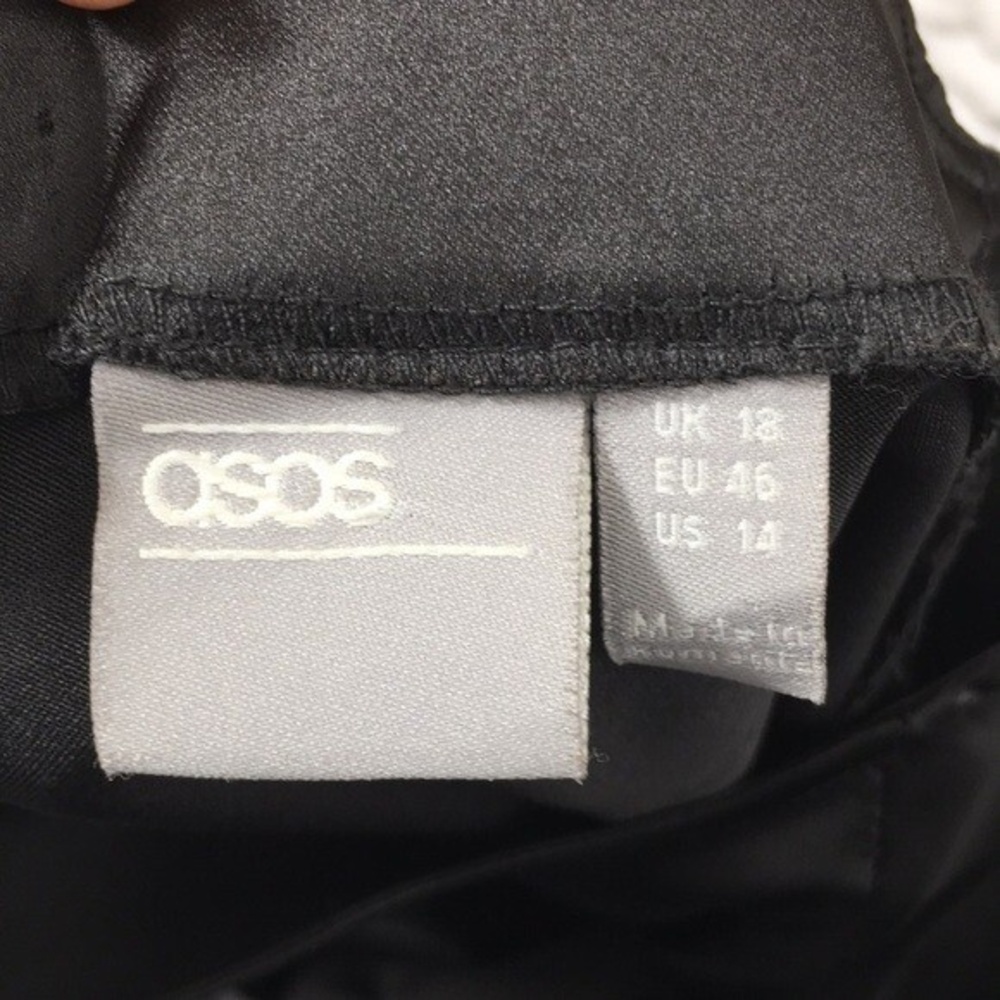 Asos‎ Black Wrap Back Top Womens 14 Dolman Long Sleeve Tee Open Split Back - Picture 7 of 12